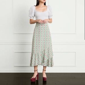 EUC Hill House Green Crepe Wrap Skirt